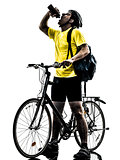 man bicycling  mountain bike drinking silhouette