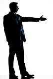 silhouette man full length handshake profile 