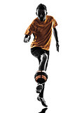 young man soccer player  silhouette