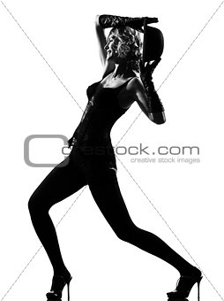 stylish silhouette woman dancing cabaret