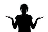 one young teenager boy or girl silhouette ignorant hesitation sh