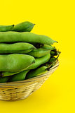 broad bean pods and beans