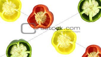 Parts of colorful sweet bell pepper 