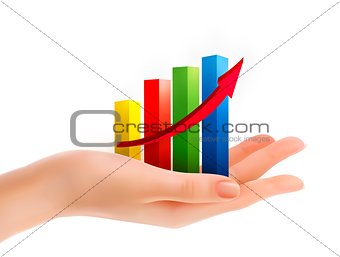 Business graph in hand. Vector.