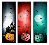 Set of holiday Halloween banners. Vector 