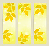 Three autumn banners with yellow leaves Vector 