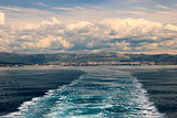 Adriatic seascape with ship trace