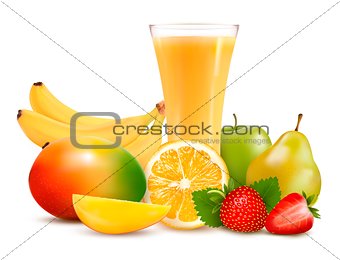 Group of summer and tropical fruit.Vector