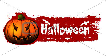 halloween banner with pumpkin and bats