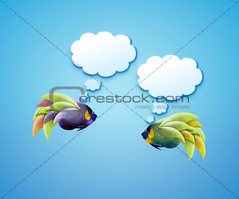 angelfish with speech bubbles. 