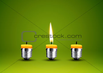 Wax candle into lighting bulb 