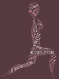 weighlifting pictogram with pink wordings