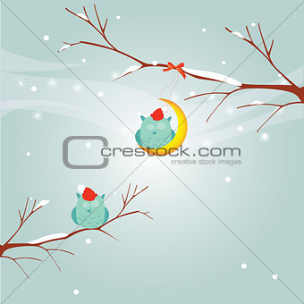 Birds winter illustration for your