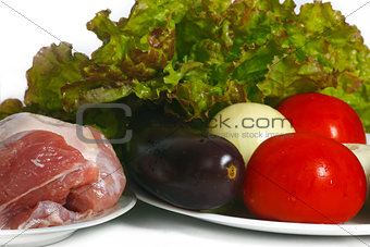 Still life of vegetables and meat for cooking