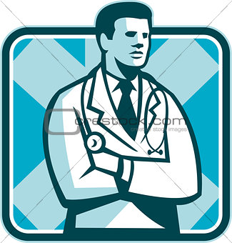 Medical Doctor Physician Stethoscope Standing Retro
