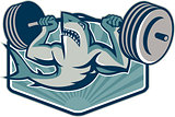 Shark Weightlifter Lifting Weights Mascot