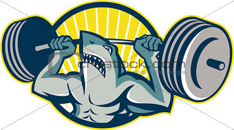 Shark Weightlifter Lifting Barbell Mascot