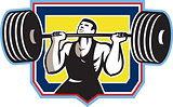 Weightlifter Lifting Heavy Barbell Retro