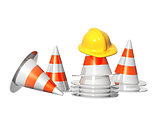 Road cones and hat