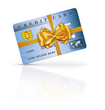 Credit or debit card design with yellow ribbon and bow