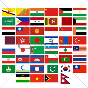 Flags of the countries of Asia