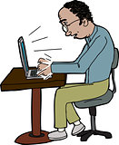 Man Typing on Laptop