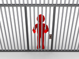Person behind bars as a prisoner
