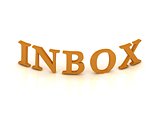 INBOX sign with orange letters 