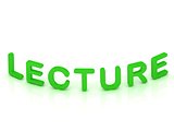 LECTURE sign with green letters 
