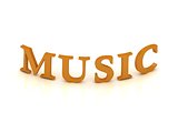 MUSIC sign with orange letters 