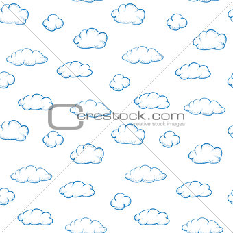Clouds on white background - seamless vector texture