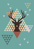 Christmas deer with triangle pattern, vector 