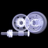 White shafts, gears and bearings