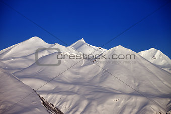 Snowy mountains in morning