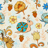 Seamless pattern with snail
