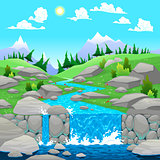 Mountain landscape with river.