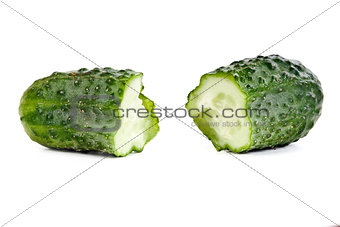 ripe cucumber is broken in half