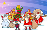christmas santa claus cartoon group