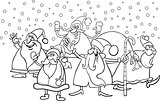 cartoon santa clauses coloring page