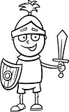 boy in knight costume coloring page