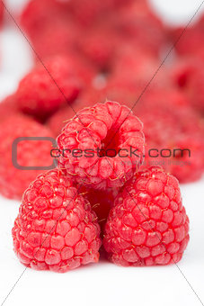 Raspberries white isolated