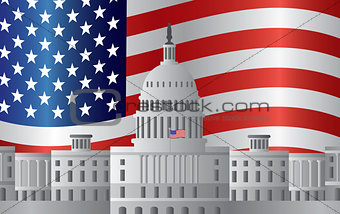 Washington DC Capitol US Flag Background
