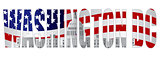 Washington DC Text Outline Capitol US Flag
