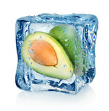 Avocado in ice cube