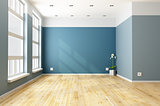 Empty blue living room
