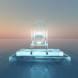 Throne of light over water