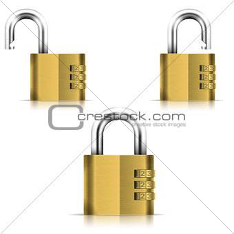 Brass Open And Closed Isolated Padlock