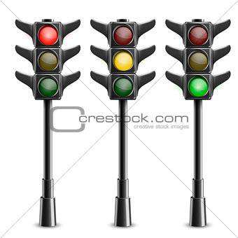 Black Traffic Lights On Pole