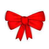 Realistic red ribbon bow