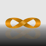 Golden infinity symbol with reflect